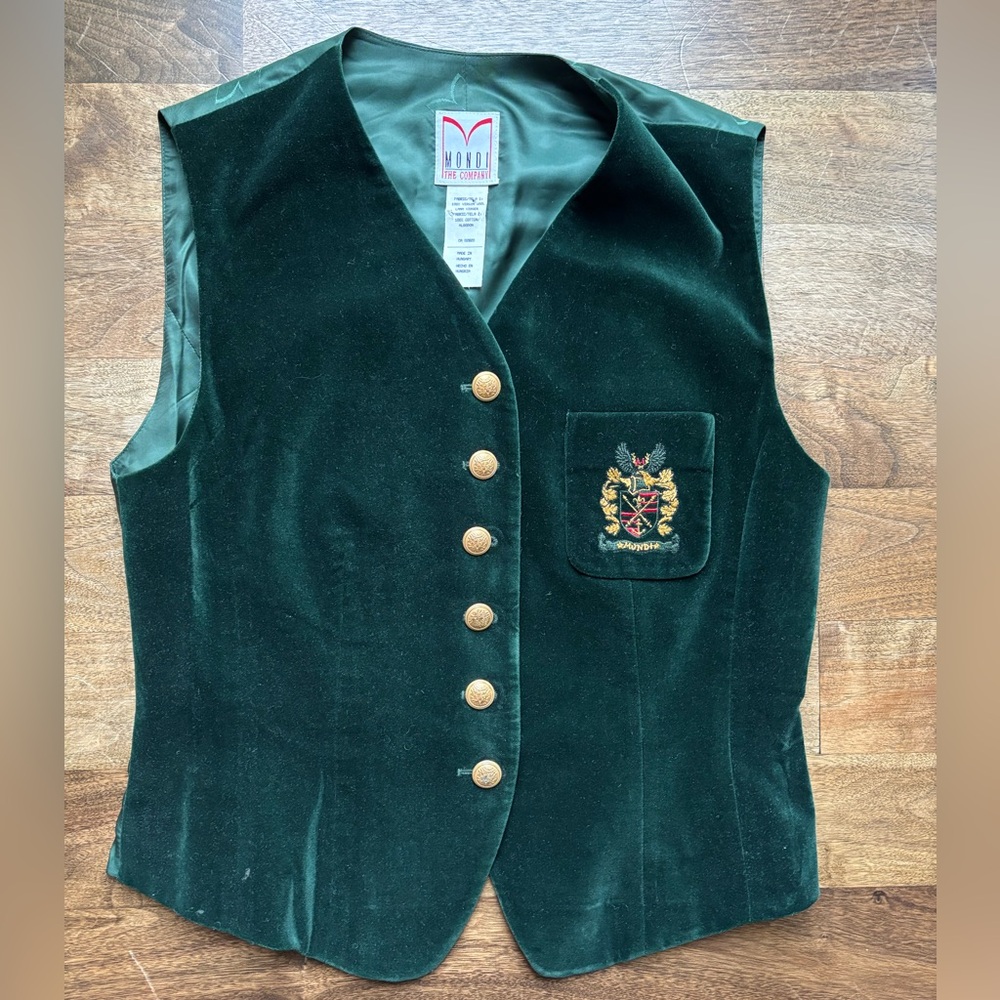 Vintage Mondi Green Velvet Vest